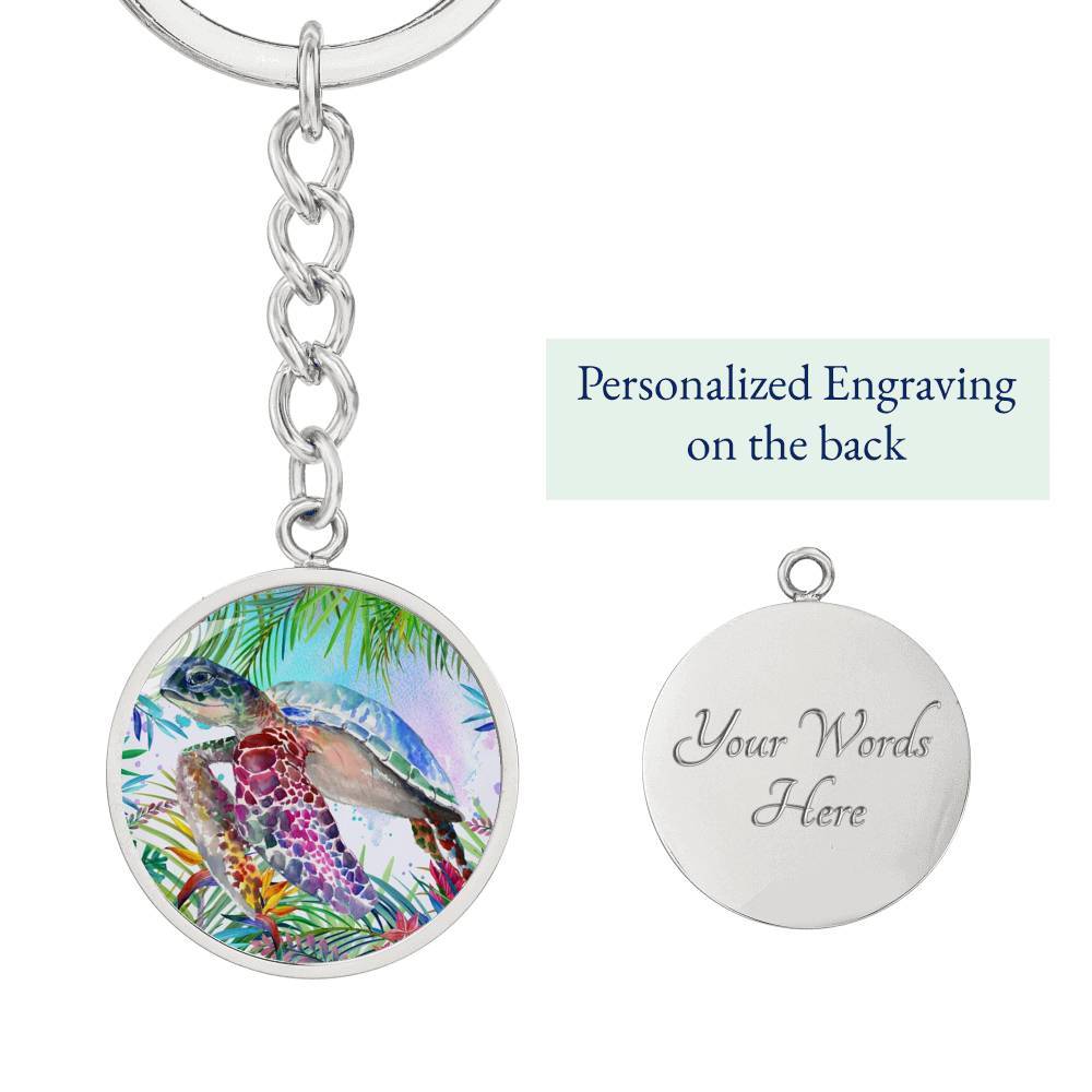 Tropical Sea Turtle Beachy Keychain