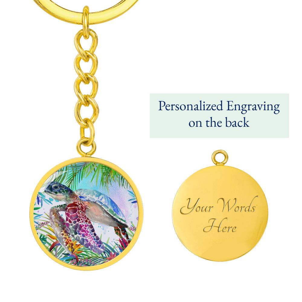 Tropical Sea Turtle Beachy Keychain