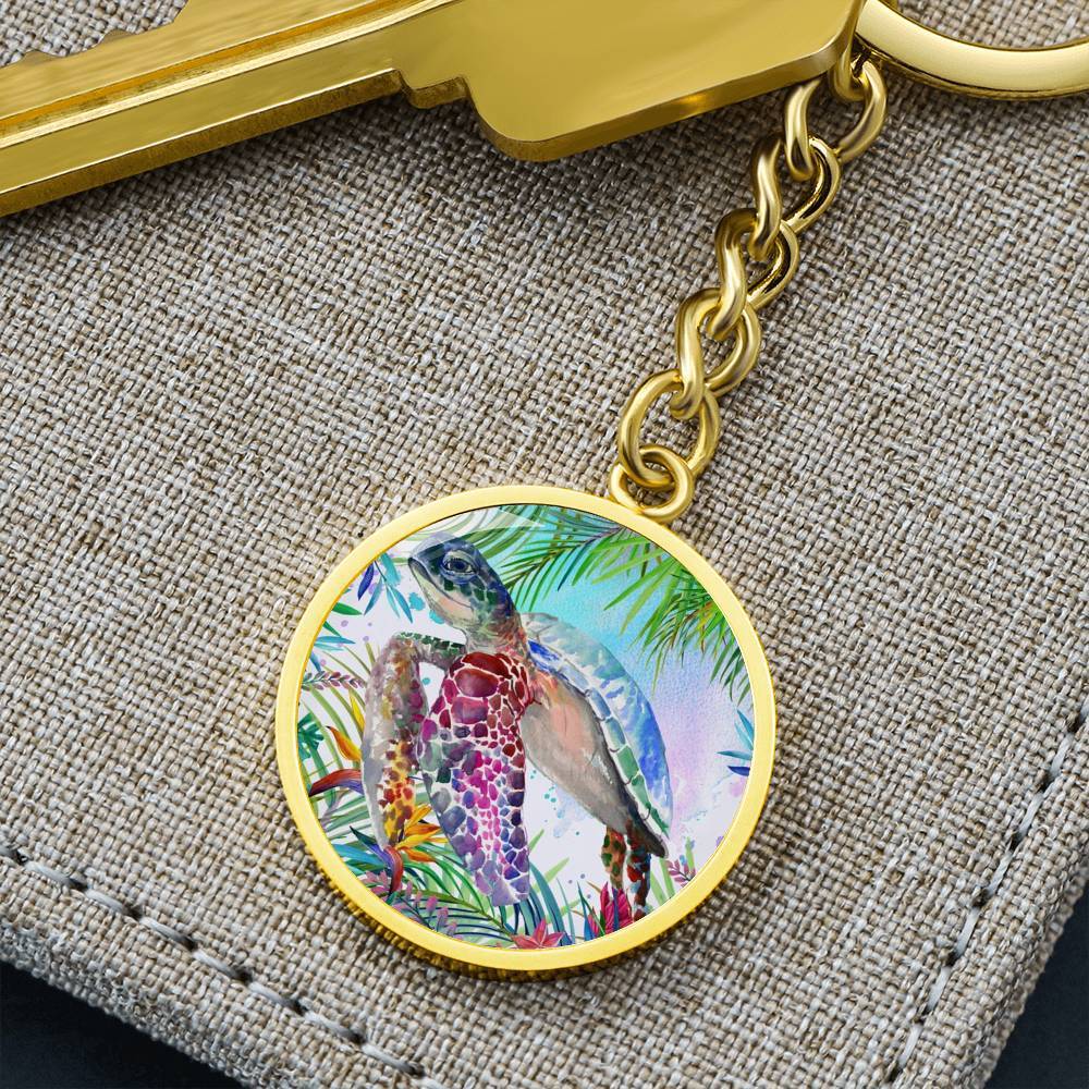 Tropical Sea Turtle Beachy Keychain