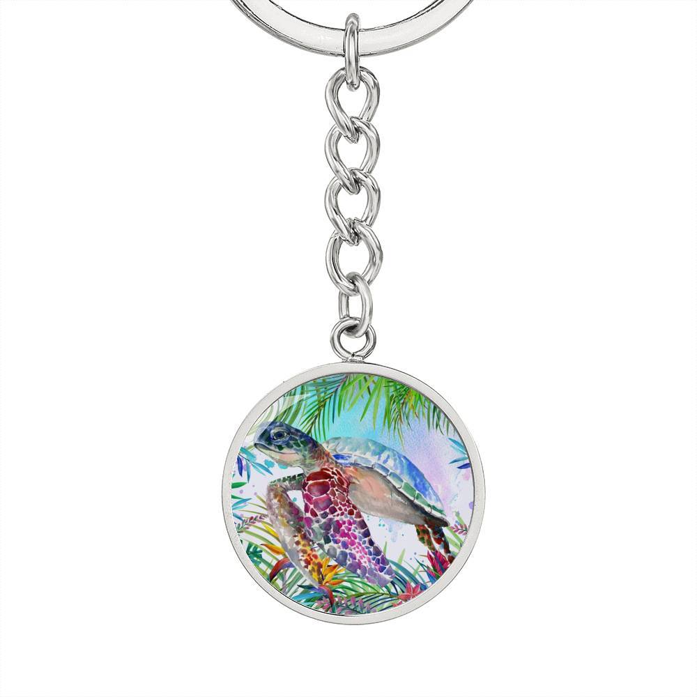 Tropical Sea Turtle Beachy Keychain