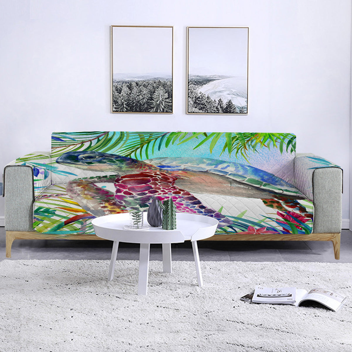 Tropical Sea Turtle Sofa Cover