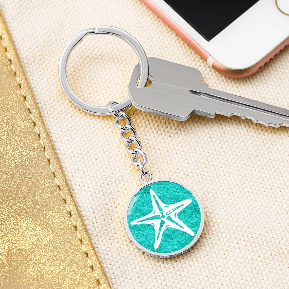 Turquoise & Starfish Beachy Keychain