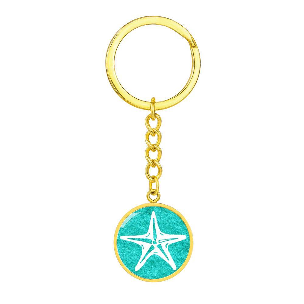 Turquoise & Starfish Beachy Keychain