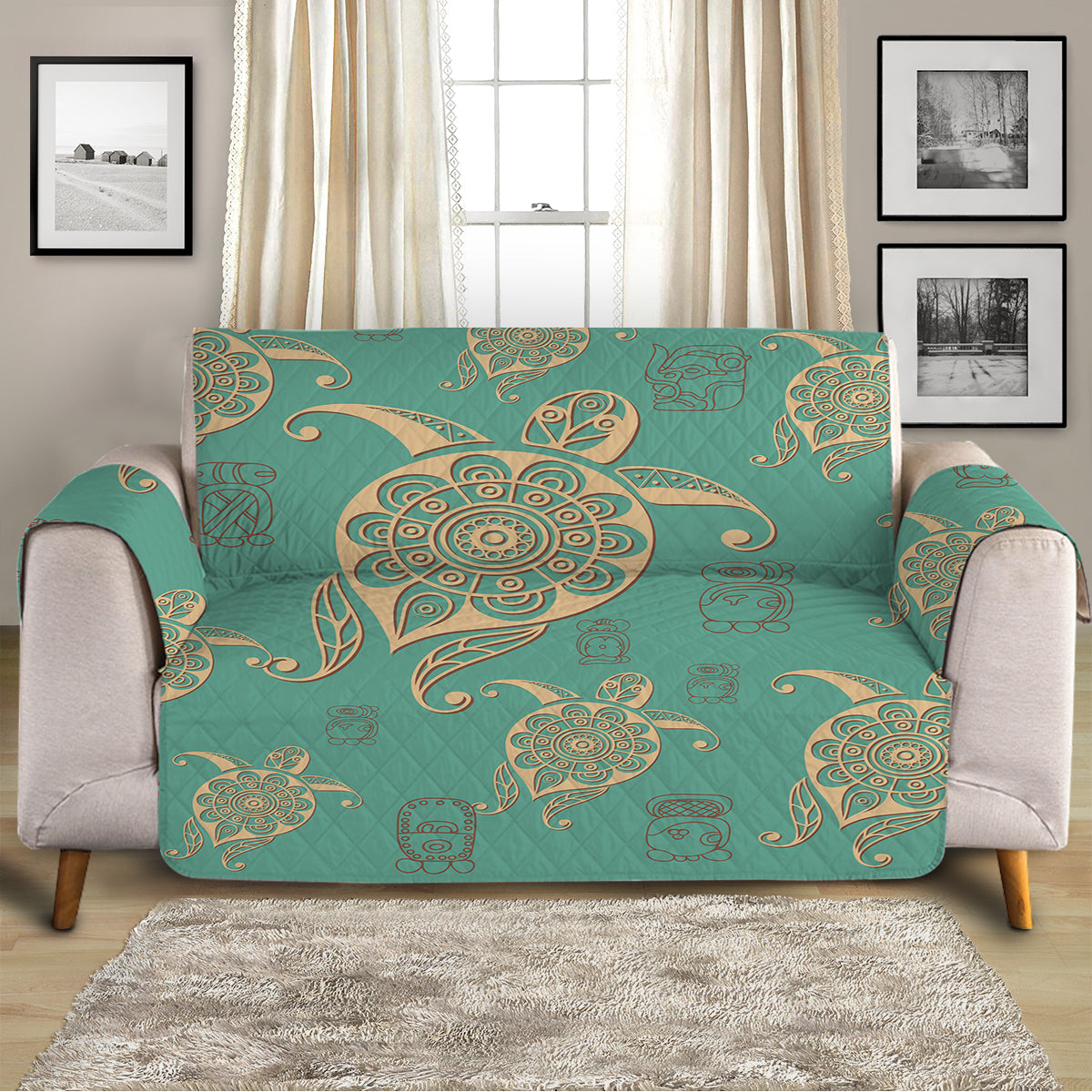 Turtles in Turquoise Sofa Cover