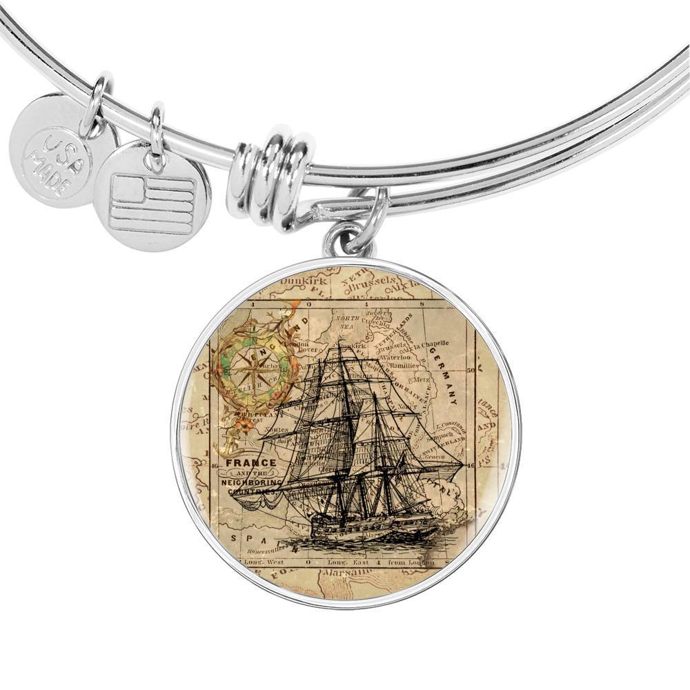 Vintage Ship Bangle Bracelet