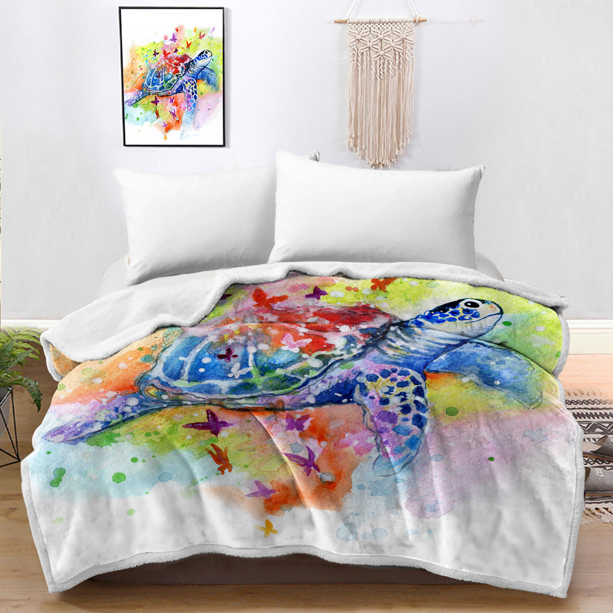 Sea Turtle Splash Bedspread Blanket