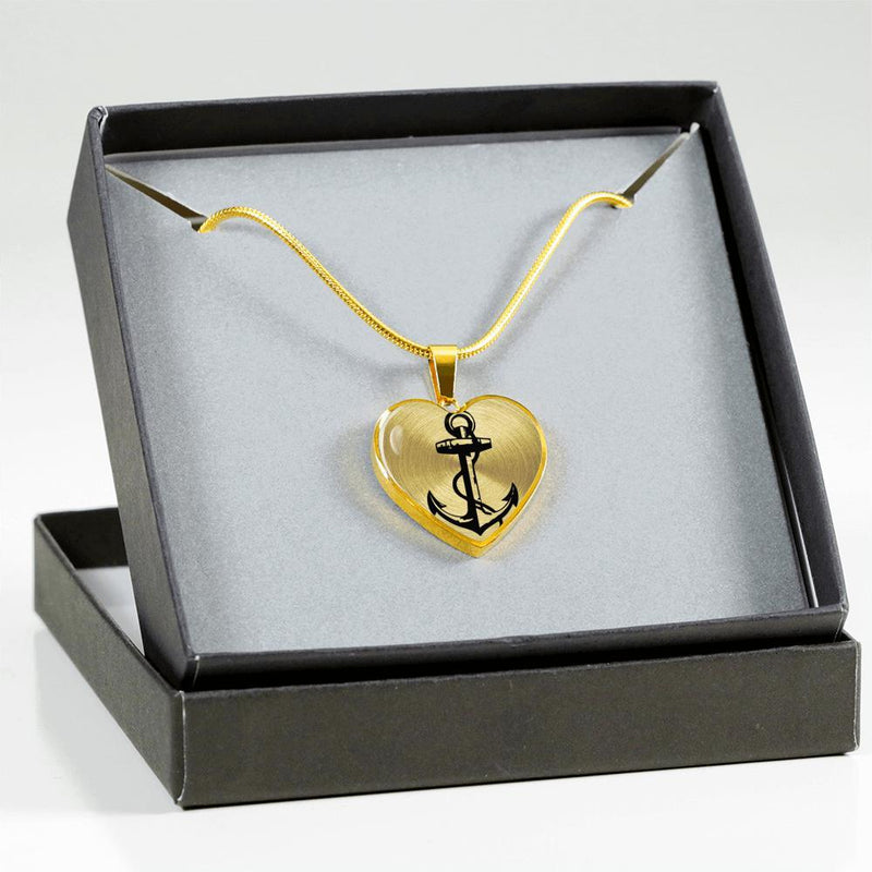 You Are My Anchor Golden Heart Necklace