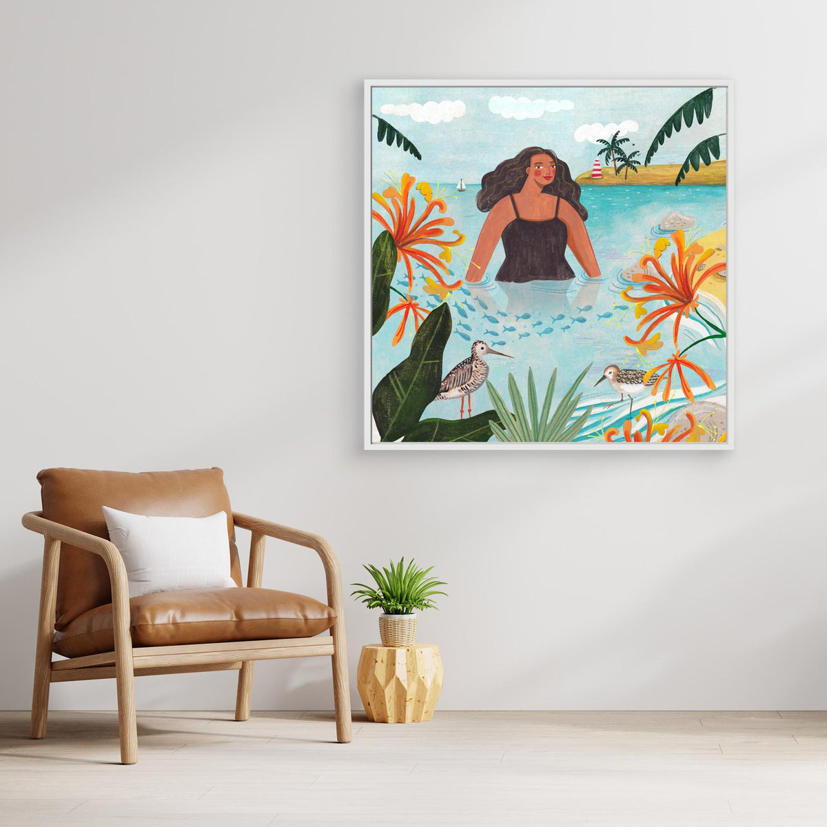 Canvas Print - Walking in the Sea by Caroline Bonne Müller