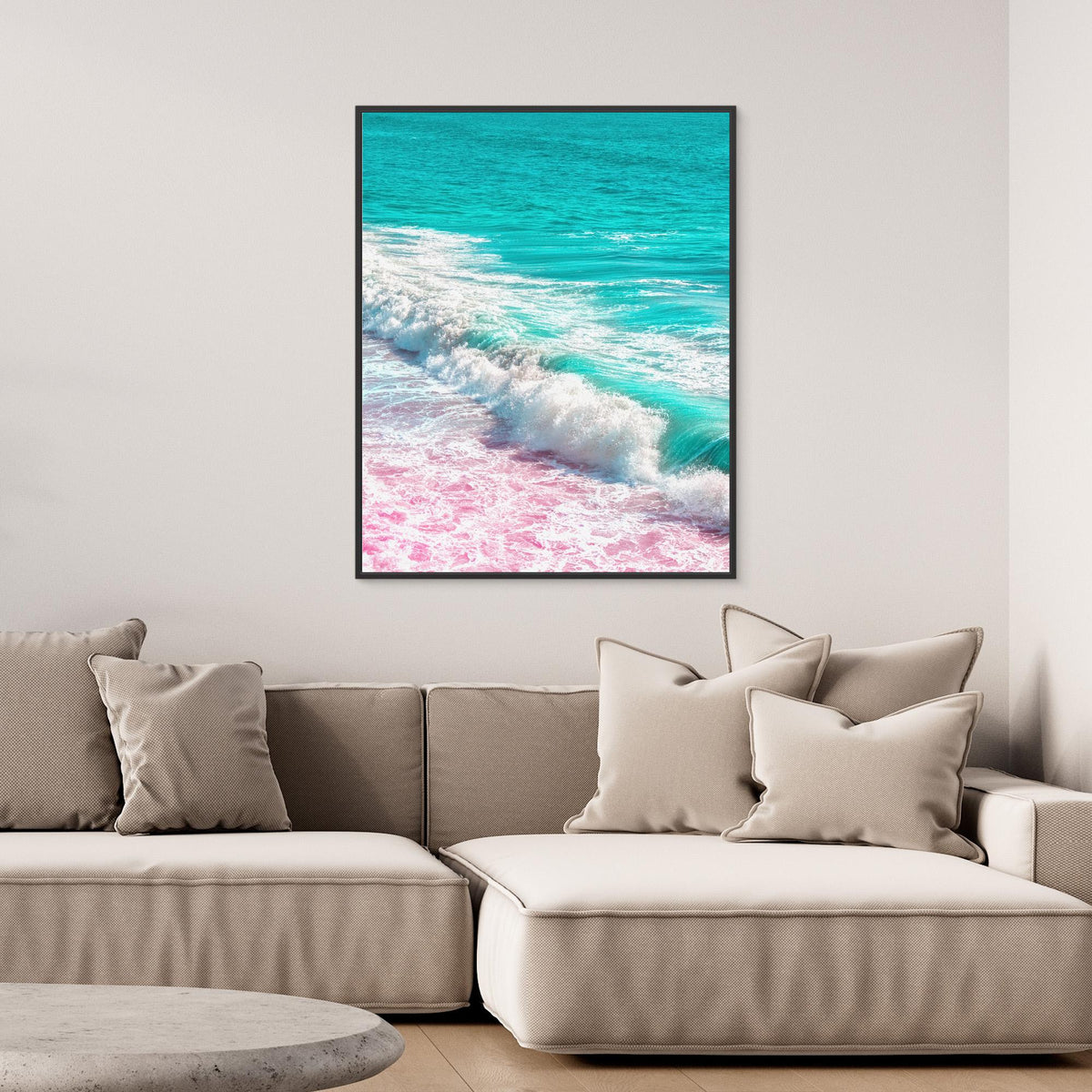 Canvas Print - Waves Crashing in Pink and Blue by Tom Windeknecht