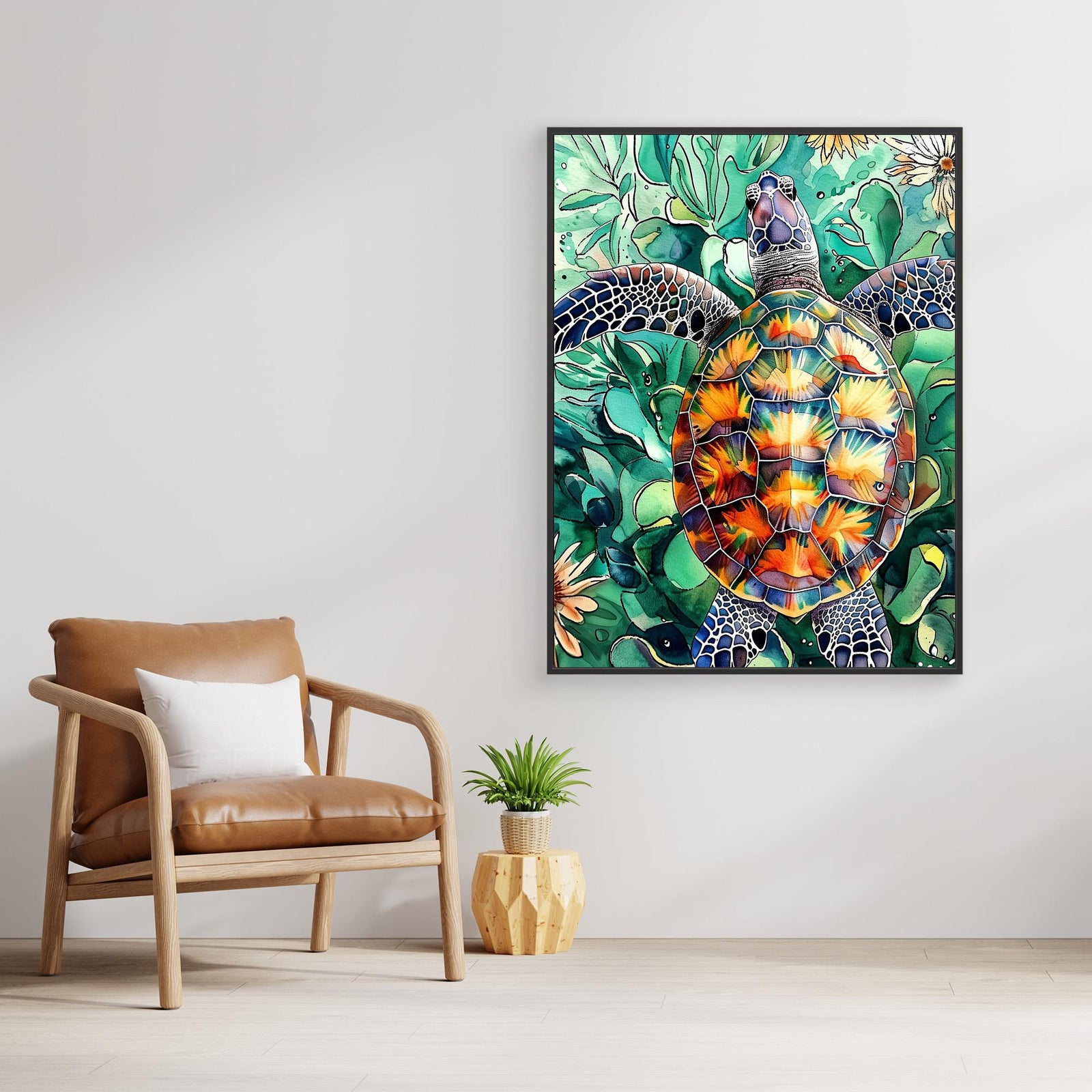 Canvas Print - Turtle Watercolor Animal Art by Justyna Jaszke