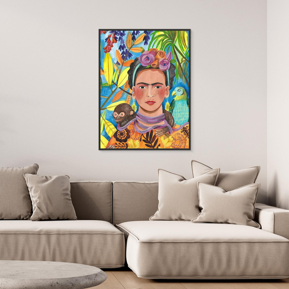 Canvas Print - Frida and her Parrots by Caroline Bonne Müller