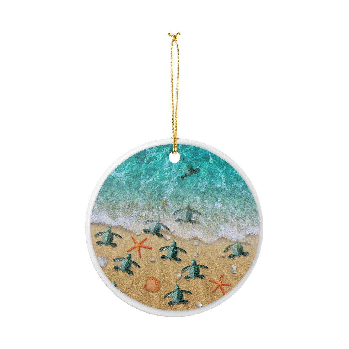 Turtle Journey Ceramic Ornament - Coastal Decoration