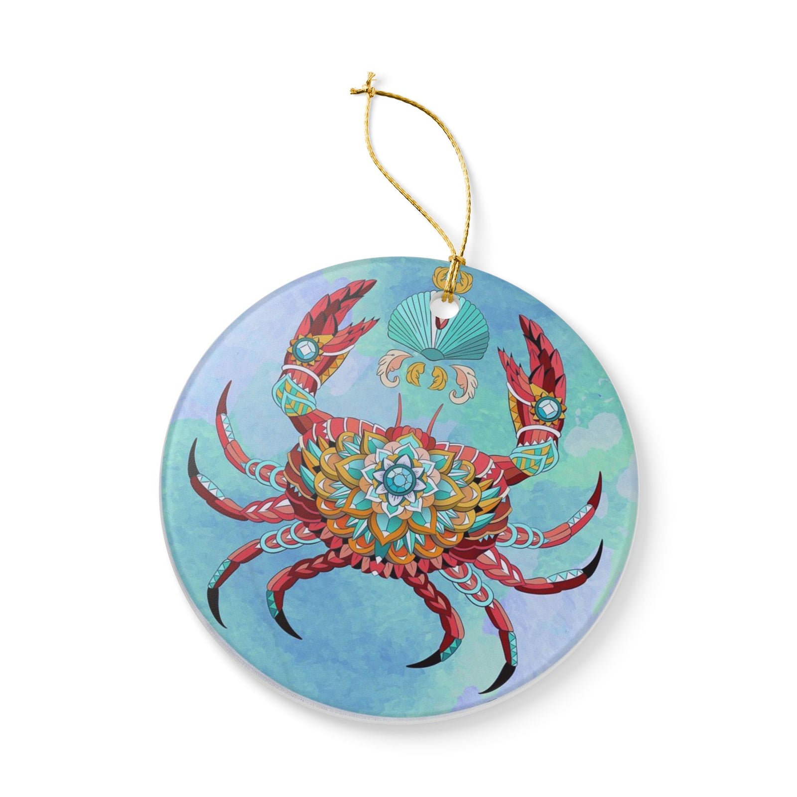 Crab Queen Ceramic Ornament - Coastal Holiday Decoration
