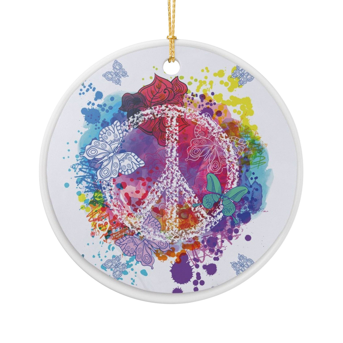 Peace Butterfly Ceramic Ornament - Coastal Holiday Decoration