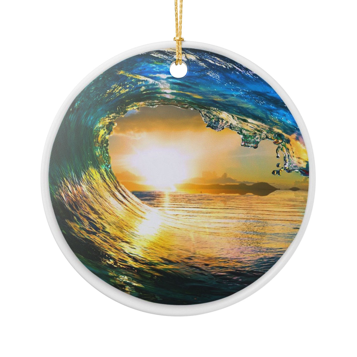 Wave's EmbraceCeramic Ornament - Coastal Holiday Decoration