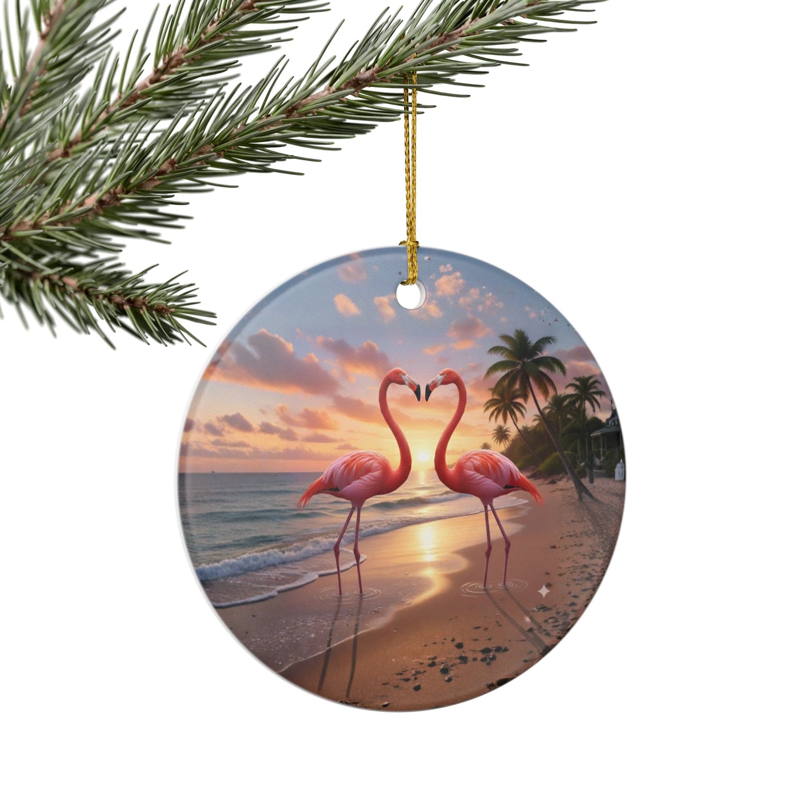 Tropical Love Ceramic Ornament - Coastal Holiday Decoration