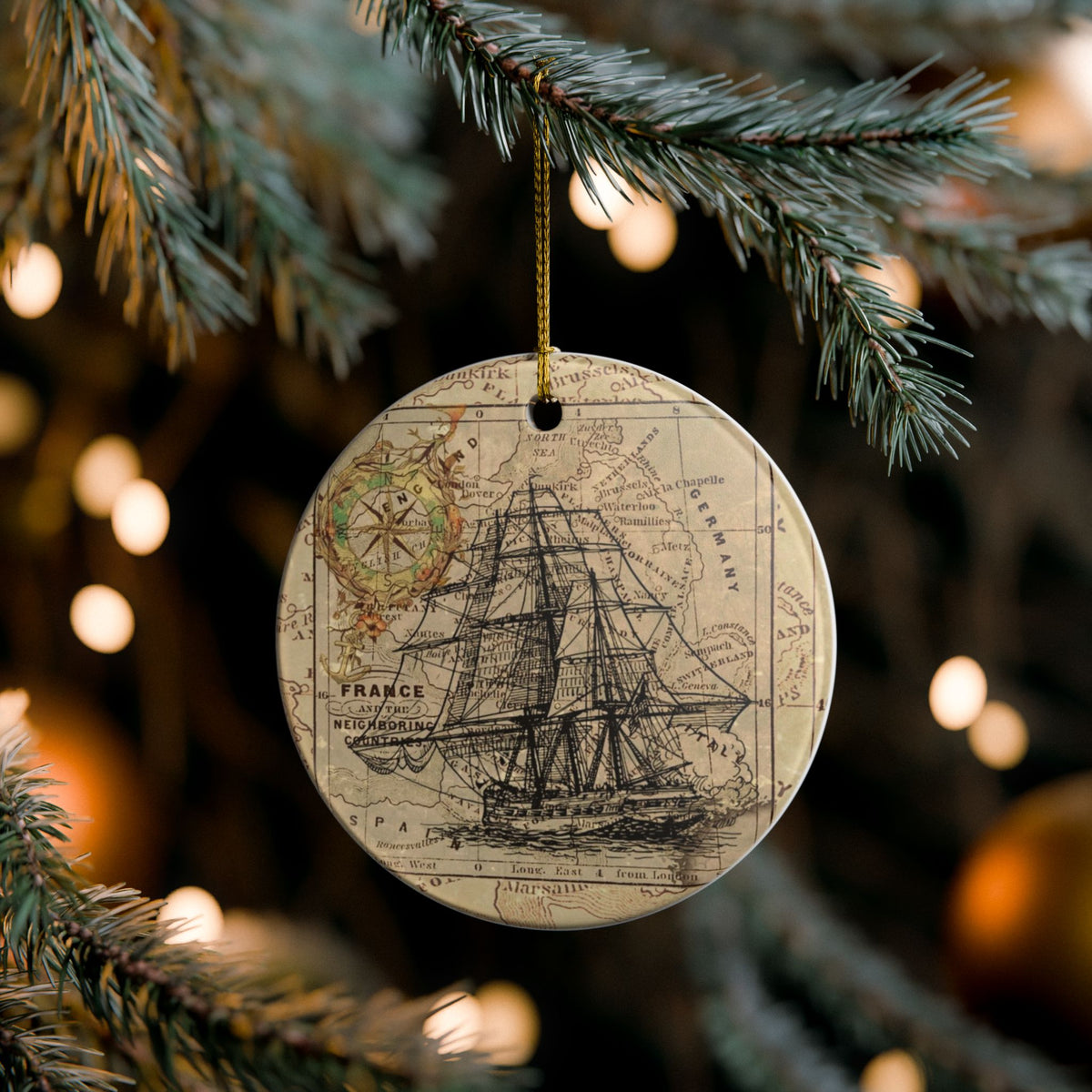Nautical Cartography of France Ceramic Ornament - Coastal Decoration