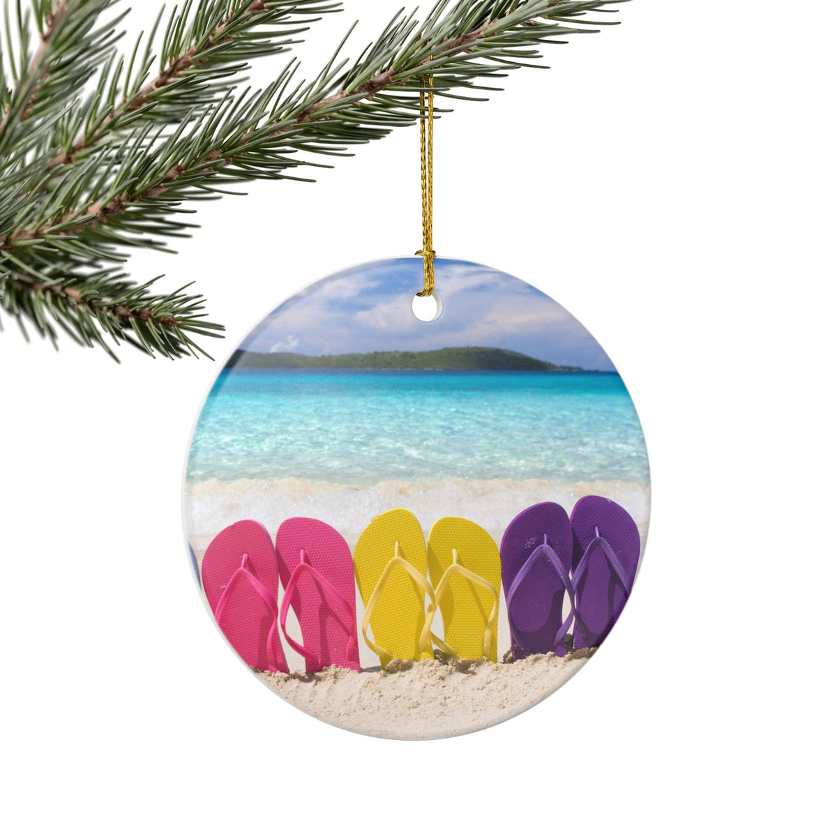 Flip Flop Friends Ceramic Ornament - Coastal Holiday Decoration