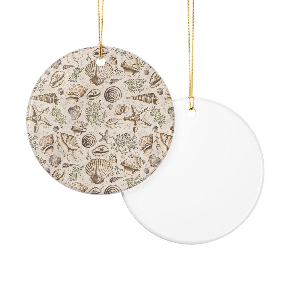 Seashells Ceramic Ornament - Coastal Holiday Decoration