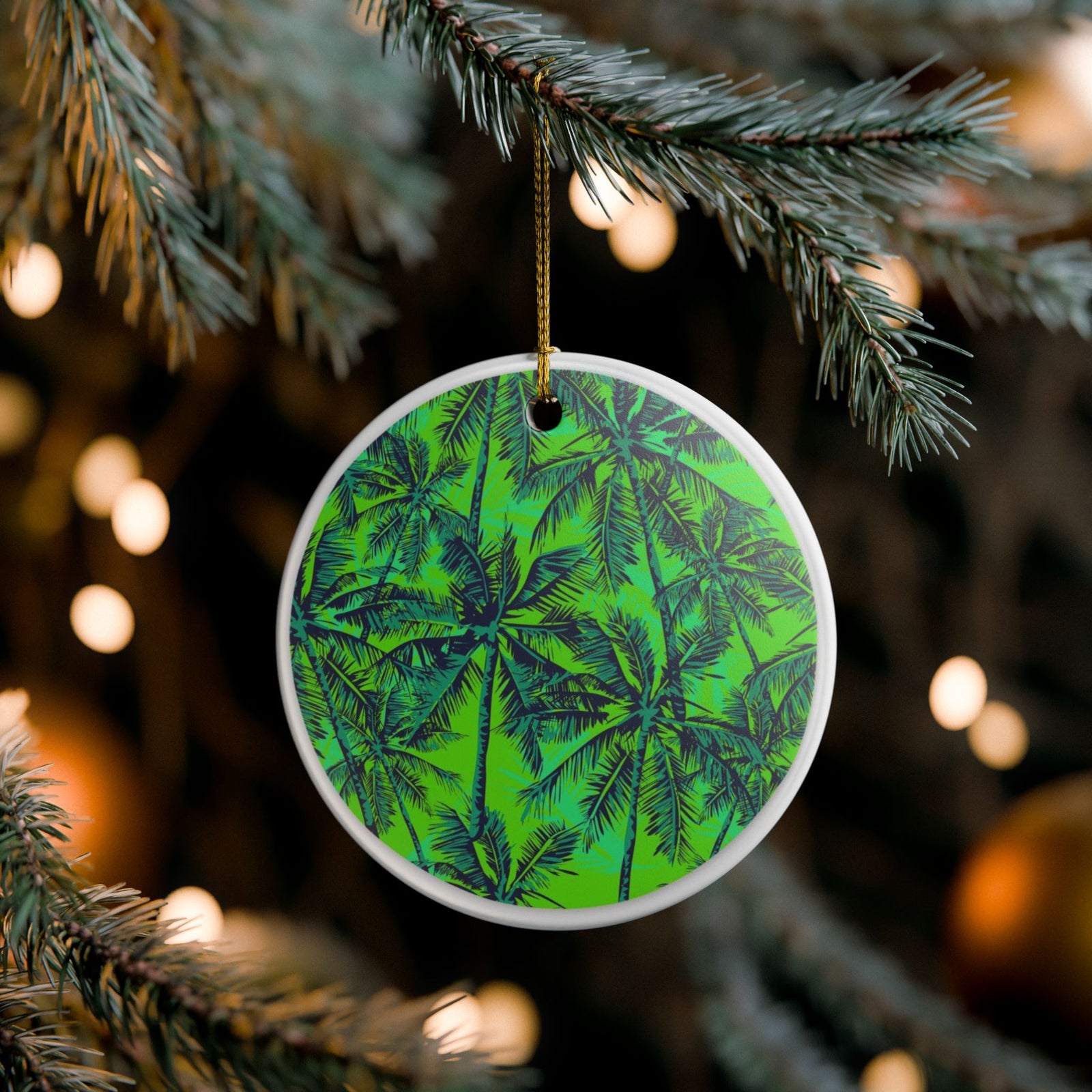 Tropical Neon Dreams Ceramic Ornament - Coastal Decoration