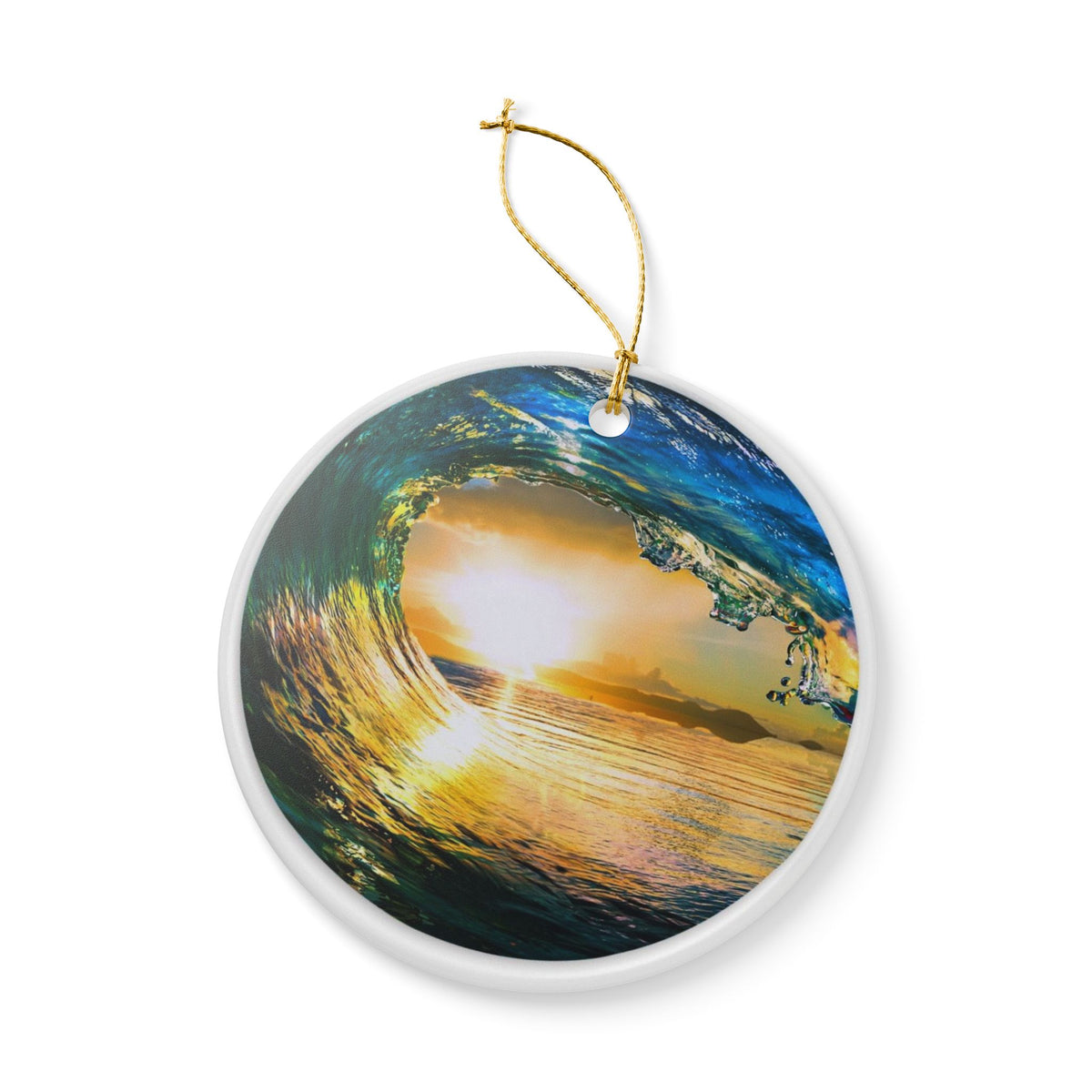 Wave's EmbraceCeramic Ornament - Coastal Holiday Decoration