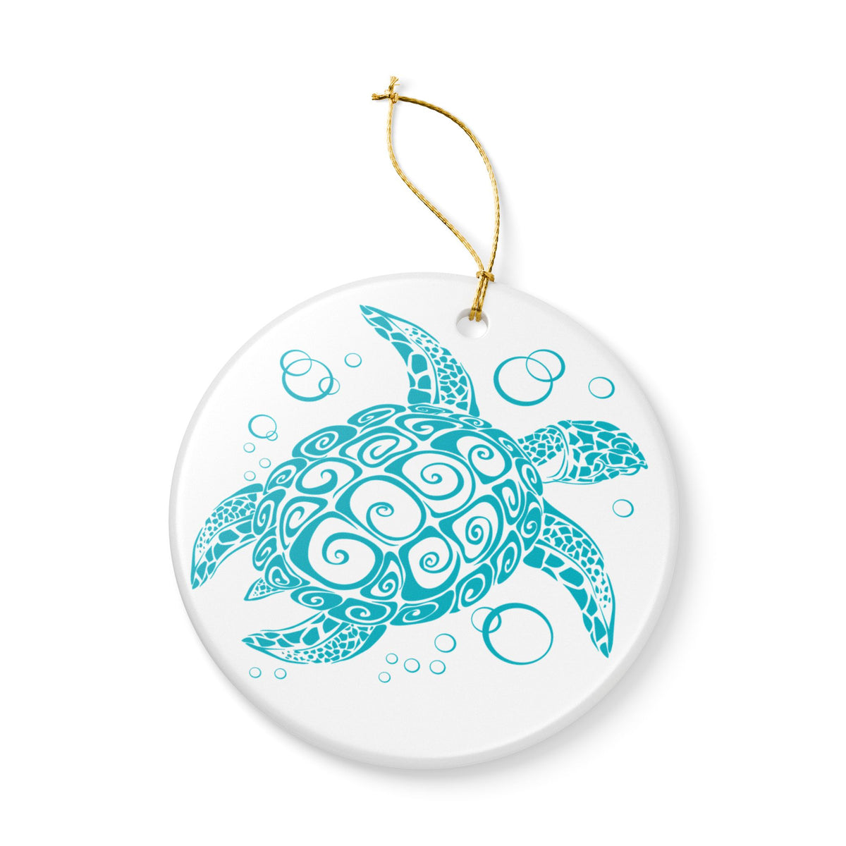 Blue Turtle Ceramic Ornament - Coastal Holiday Decoration