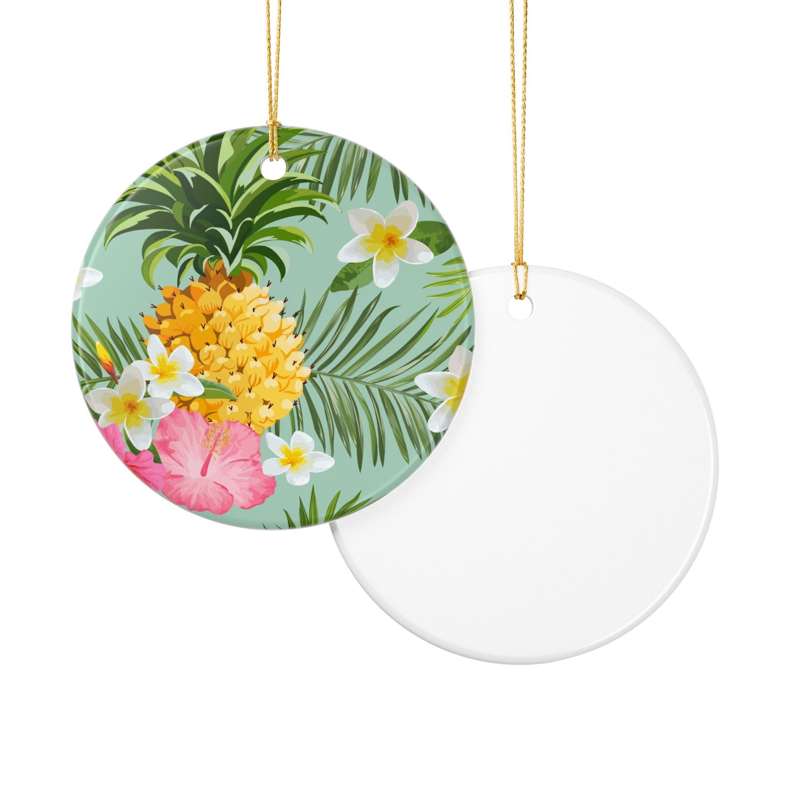 Tropical Pineapple Ceramic Ornament - Coastal Holiday Decoration