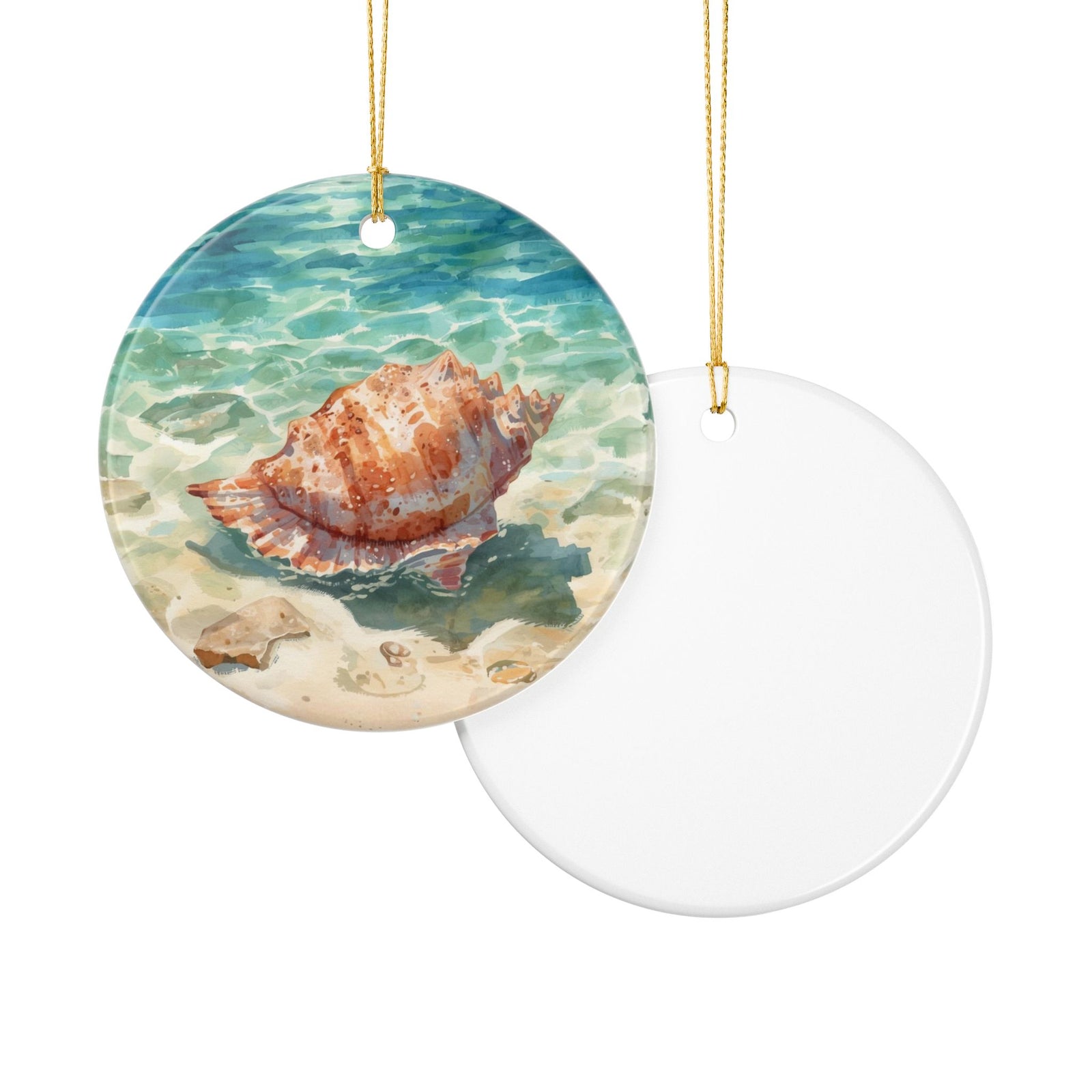 Shelly Ceramic Ornament - Coastal Holiday Decoration