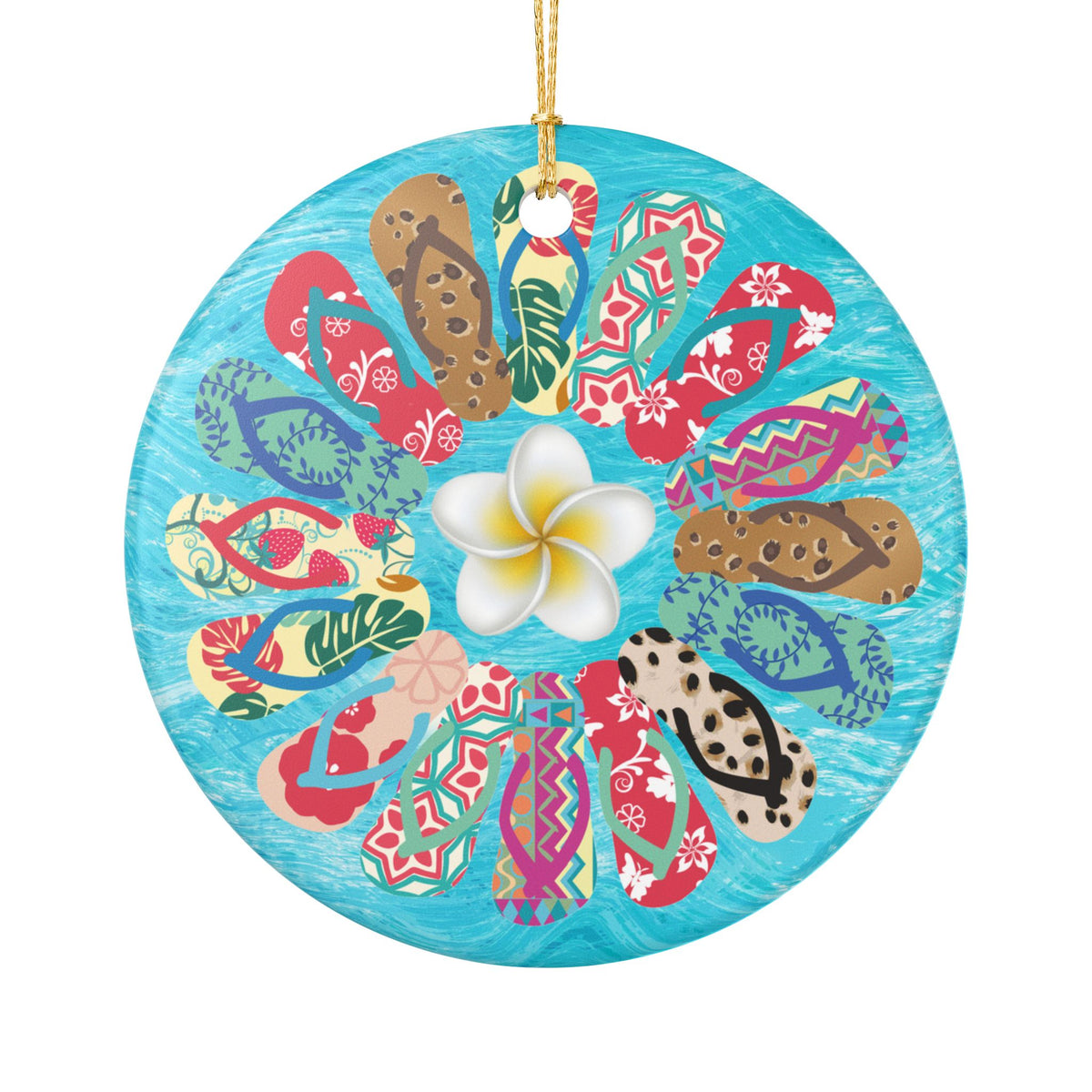 Flip Flop Flower Ceramic Ornament - Coastal Holiday Decoration