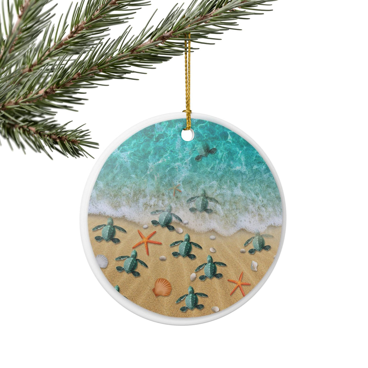 Turtle Journey Ceramic Ornament - Coastal Decoration