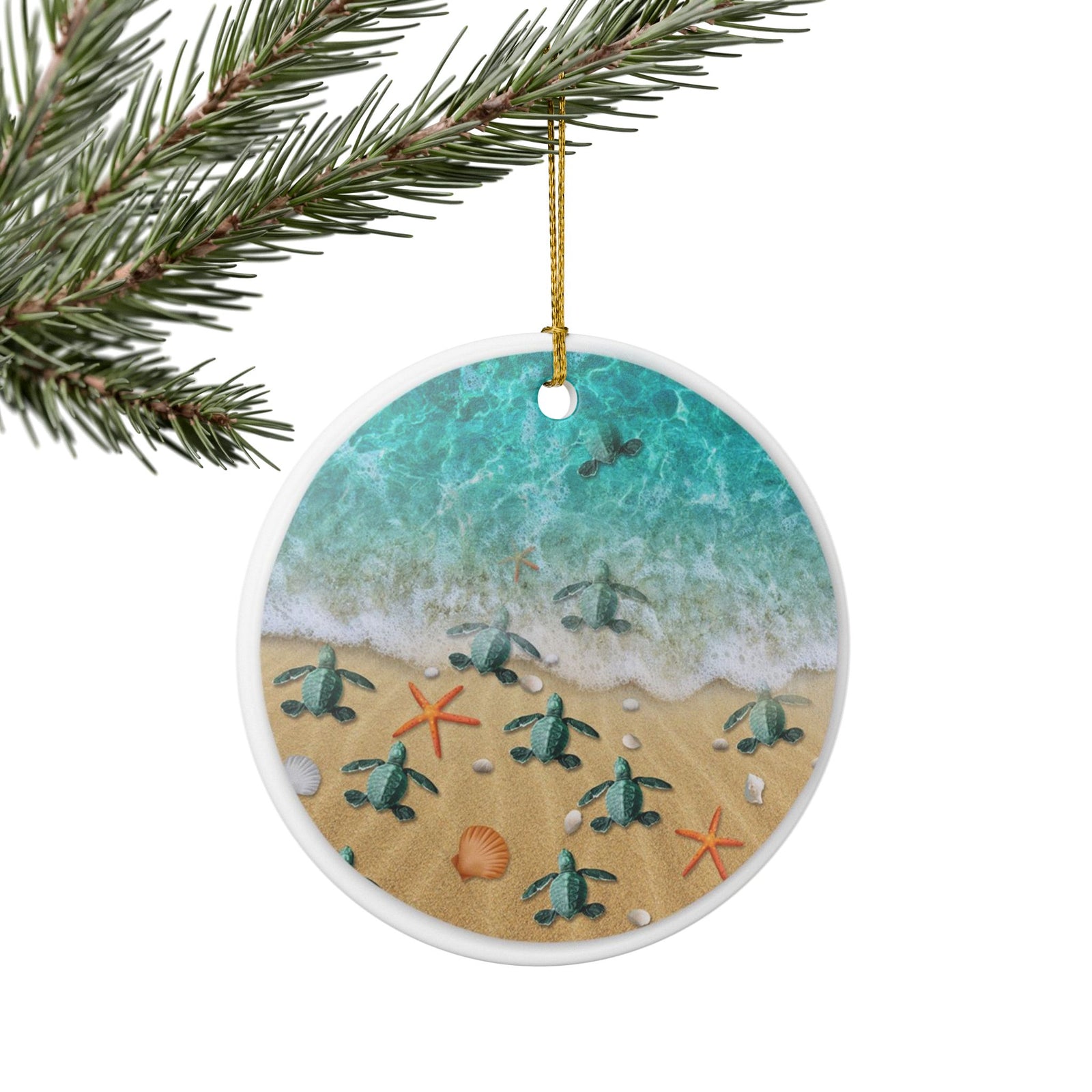 Turtle Journey Ceramic Ornament - Coastal Decoration