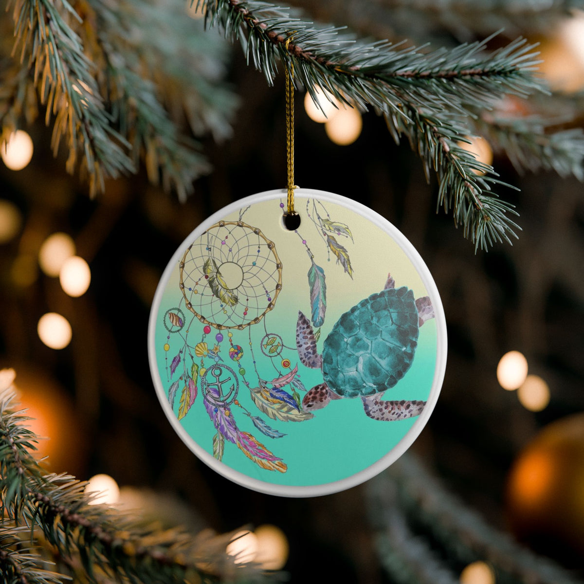 Turtle Dreams Ceramic Ornament - Coastal Decoration