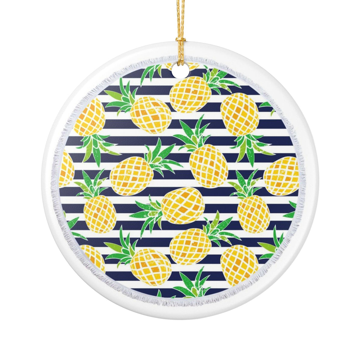 Tropical Stripes Ceramic Ornament - Coastal Decoration