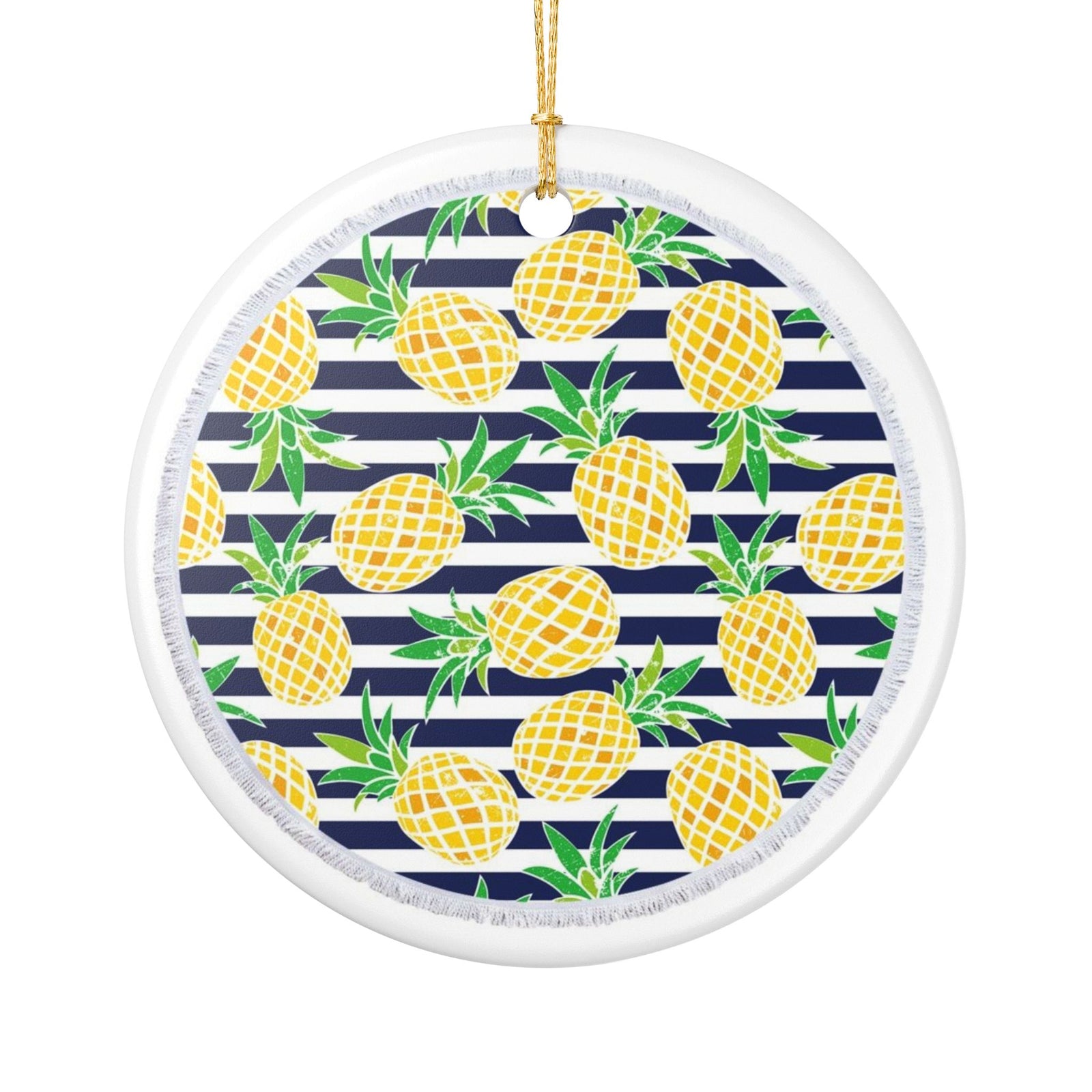 Tropical Stripes Ceramic Ornament - Coastal Decoration