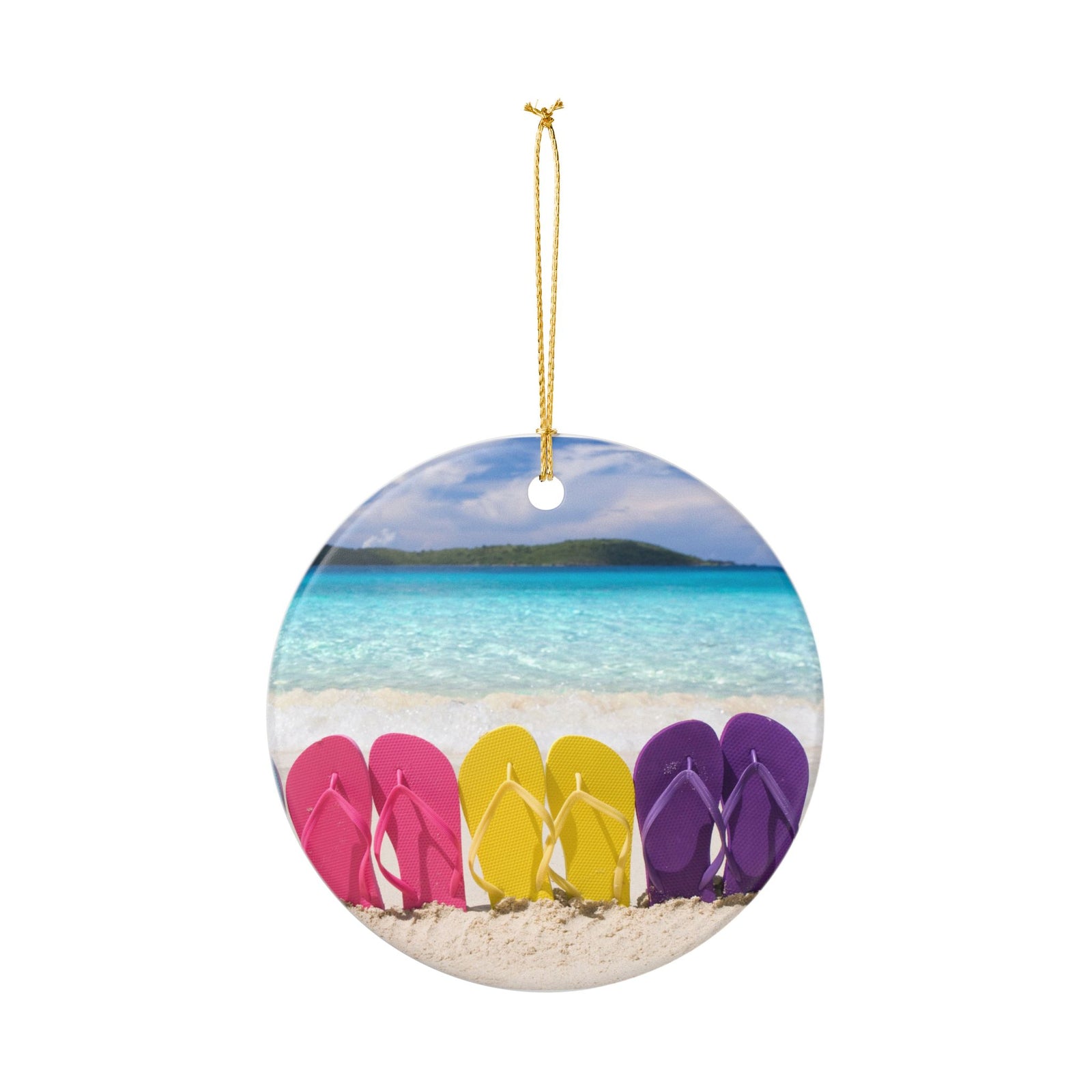 Flip Flop Friends Ceramic Ornament - Coastal Holiday Decoration