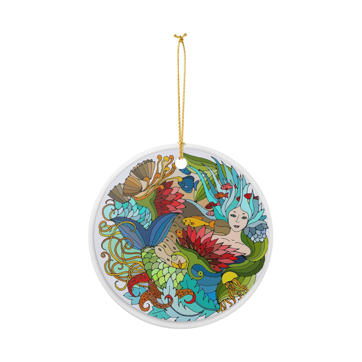 Sea of Dreams Ceramic Ornament - Coastal Holiday Decoration