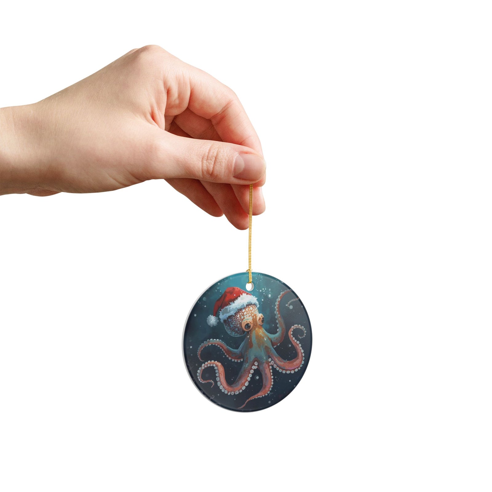 Santa-pus Ceramic Ornament - Coastal Holiday Decoration