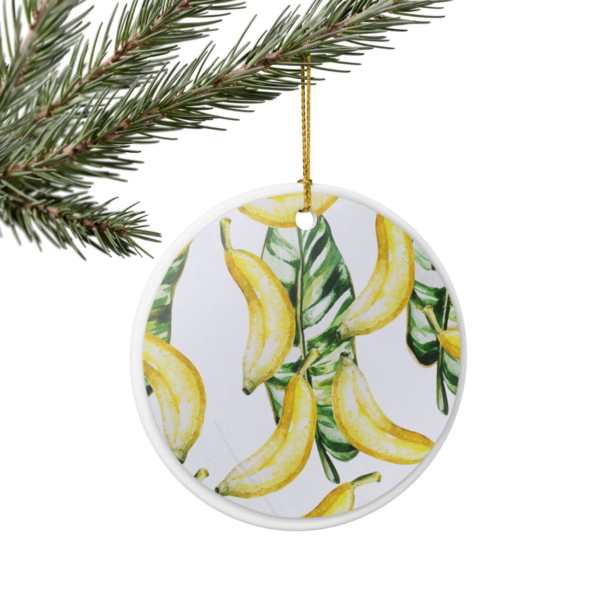 Banana Leaves Ceramic Ornament - Coastal Decoration