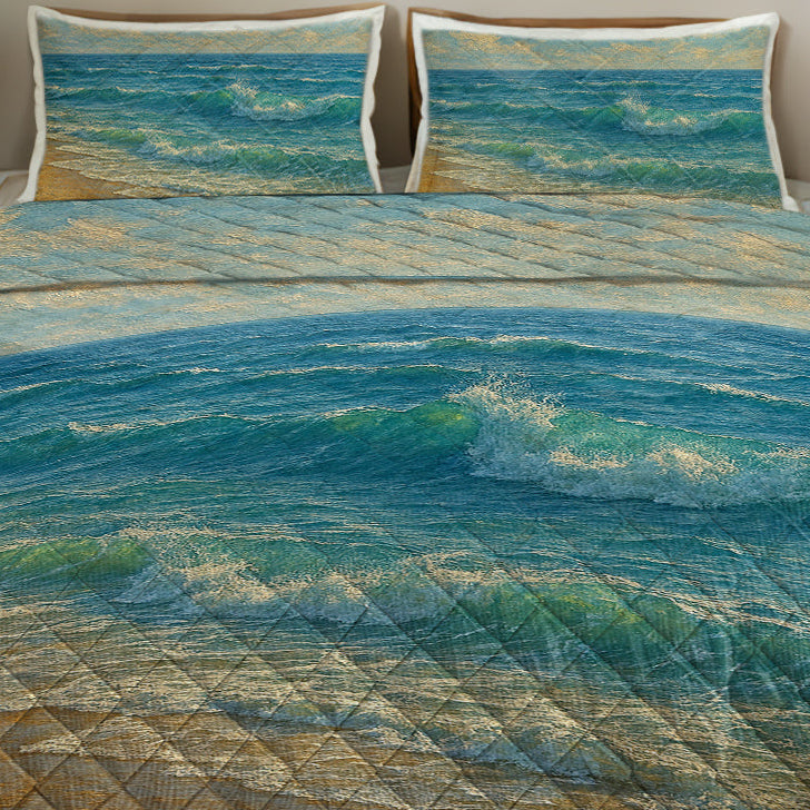 Ocean Painting Quilted Coverlet - Lightweight, Breathable &amp; Super Soft