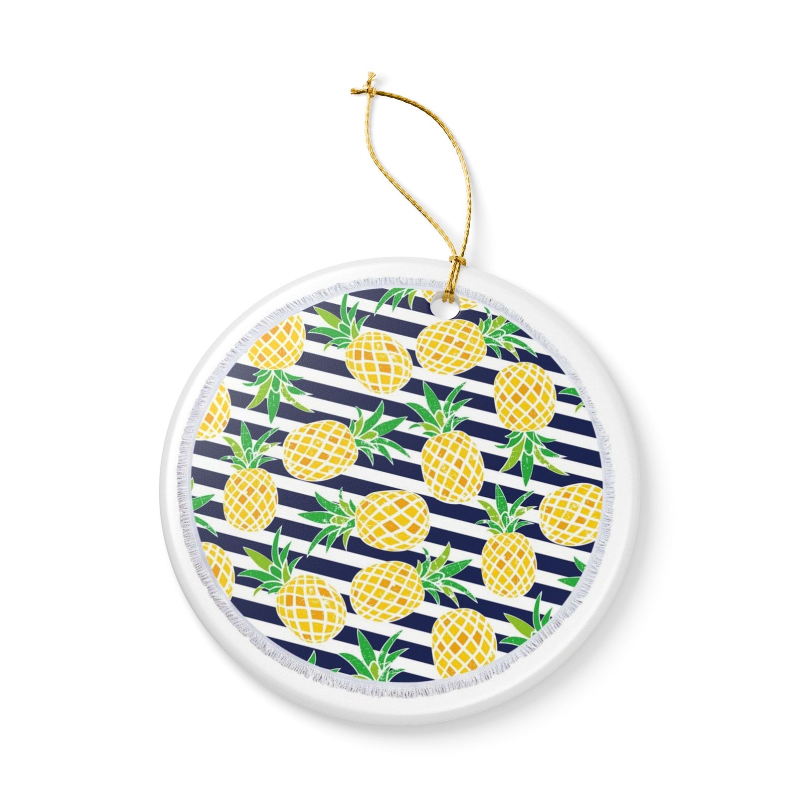 Tropical Stripes Ceramic Ornament - Coastal Decoration