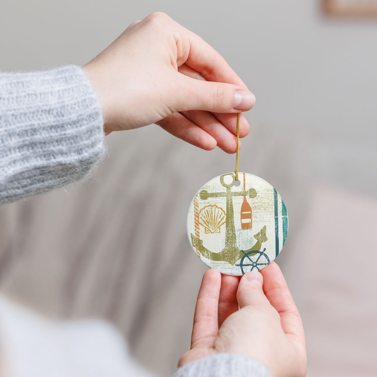 Nautical Whispers Ceramic Ornament - Coastal Decoration