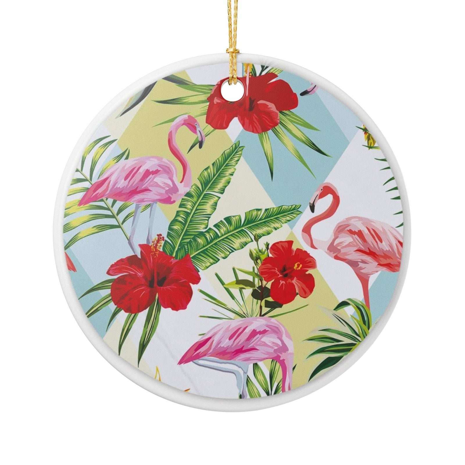 Tropical Flamingo Symphony Ceramic Ornament - Coastal Decoration