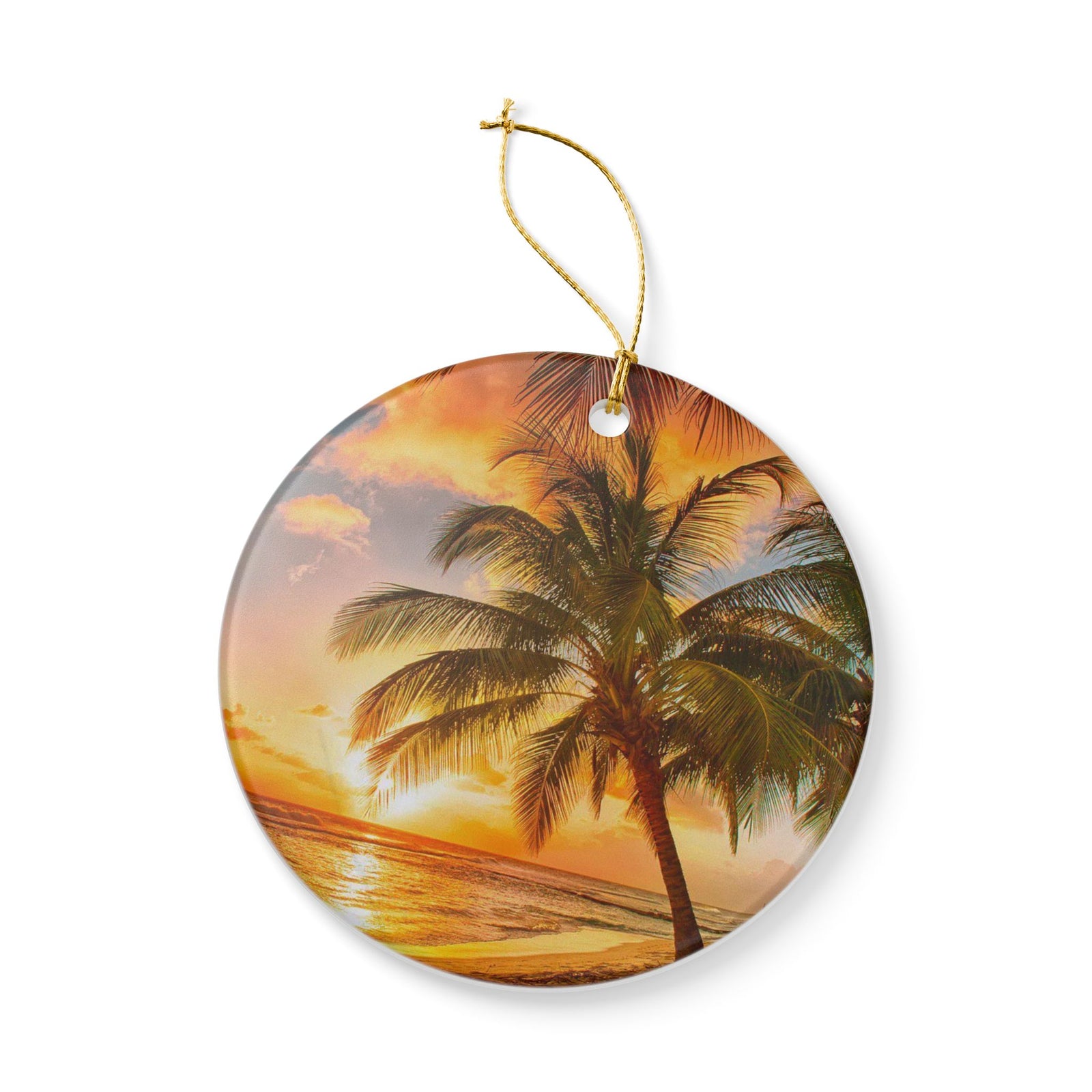 Tropical Palm Tree Ceramic Ornament – Coastal Holiday Decoration