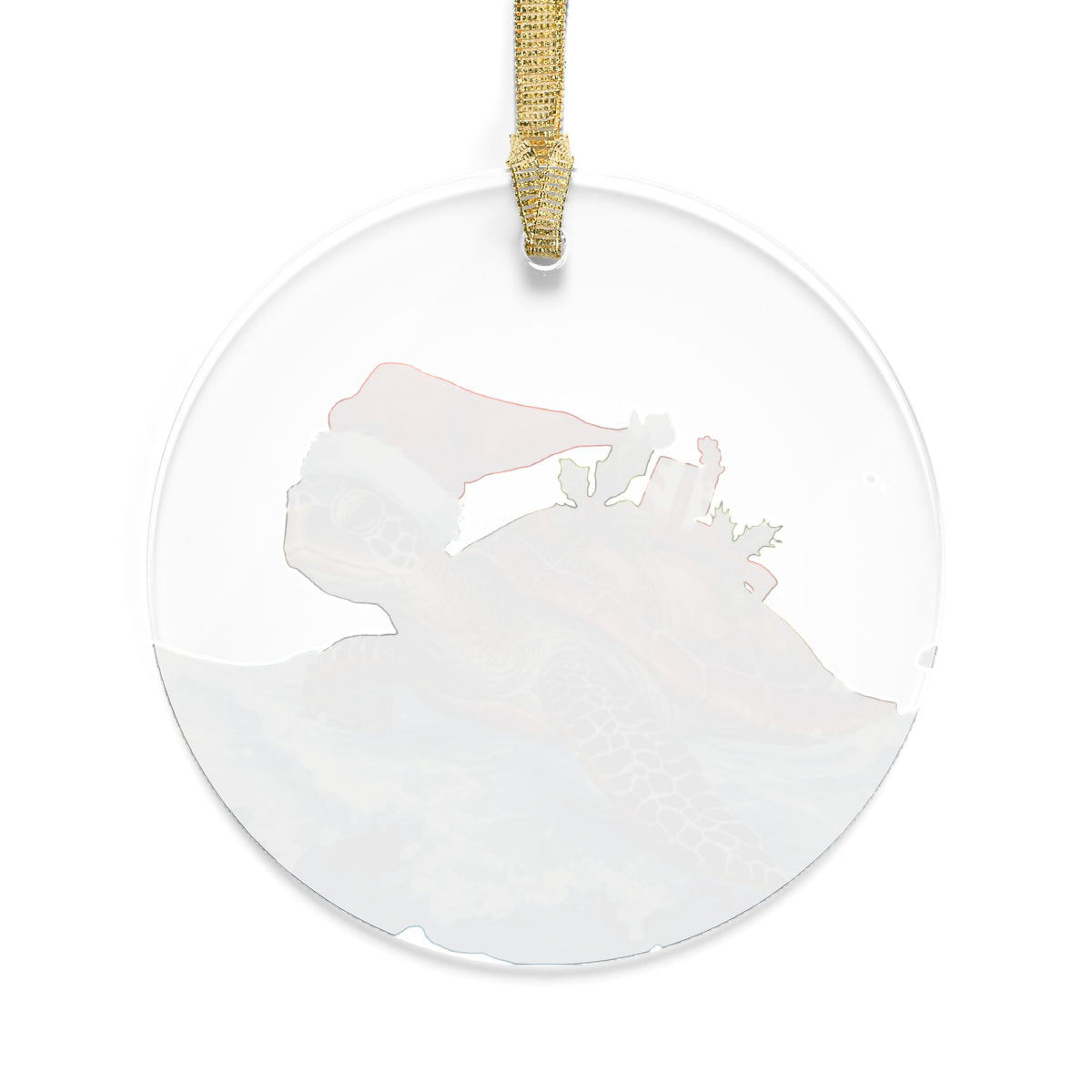 Sea Turtle Christmas Ornament — Santa Hat Acrylic Holiday Decoration