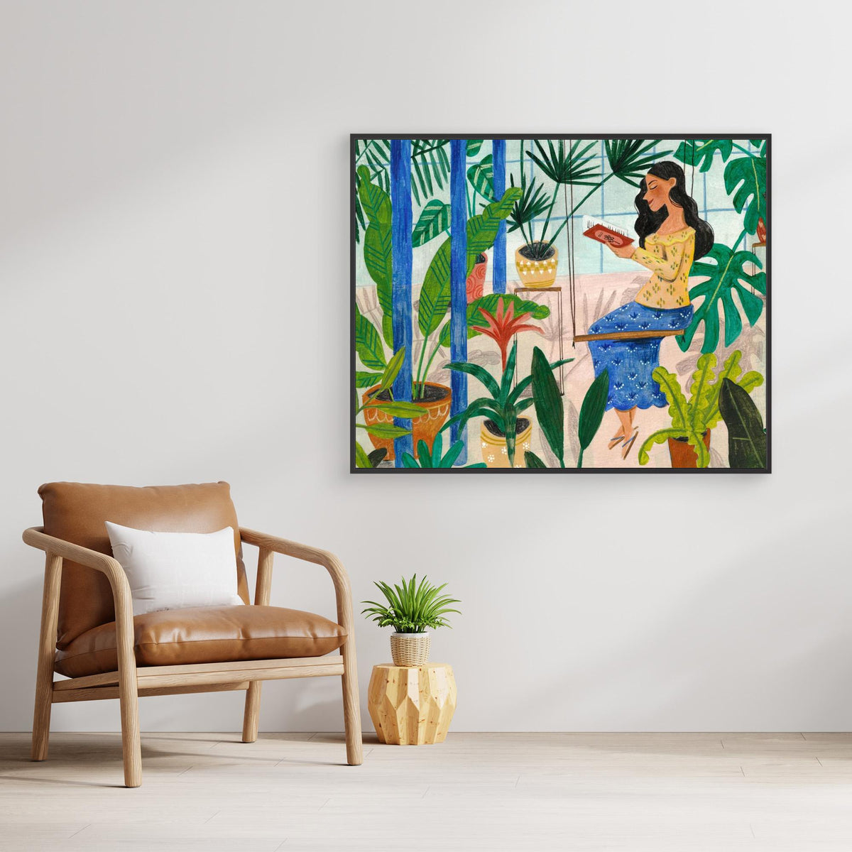 Canvas Print - Reading in the Tropical Greenhouse by Caroline Bonne Müller