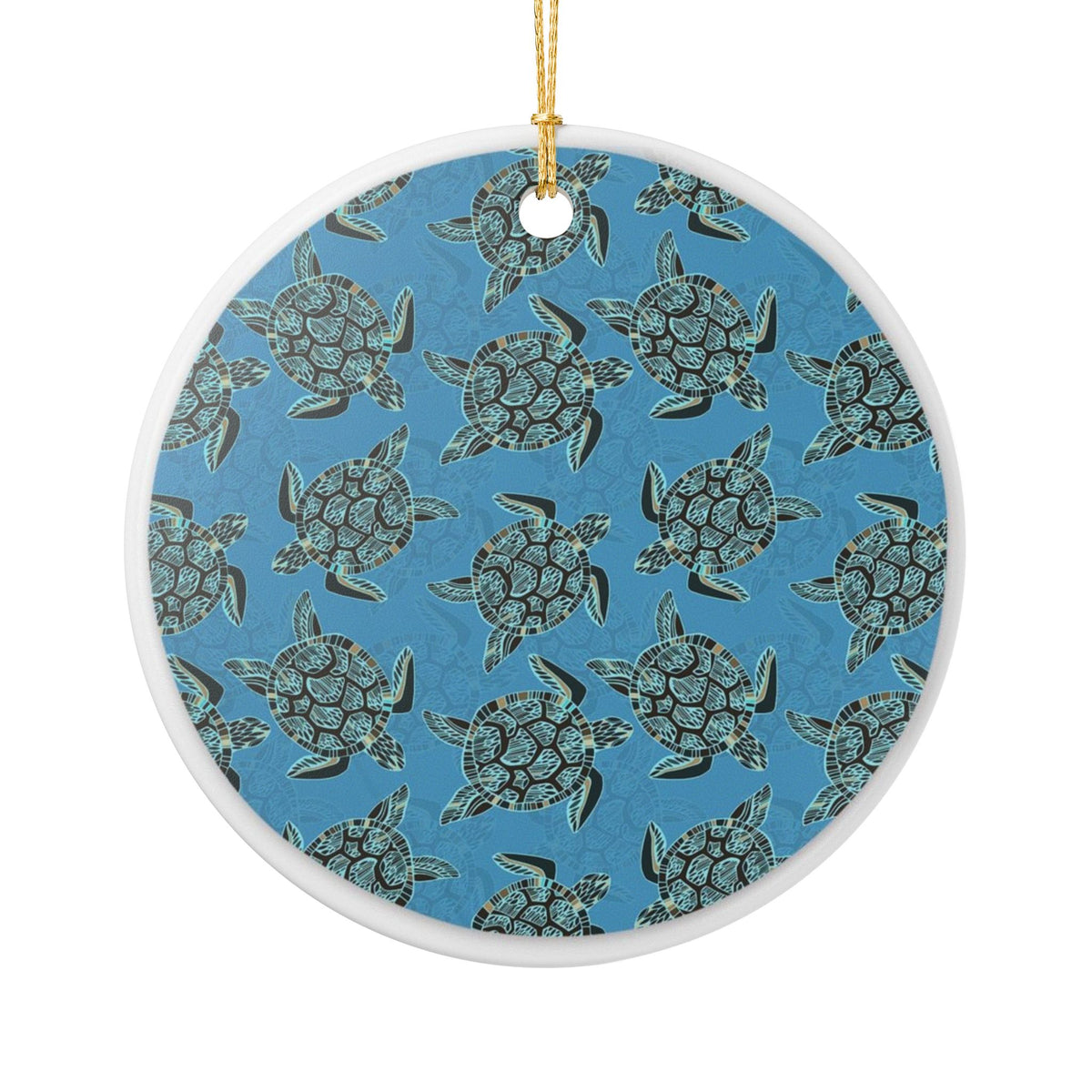 Sea Turtle Waltz Ceramic Ornament - Coastal Decoration