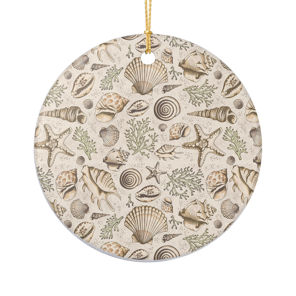 Seashells Ceramic Ornament - Coastal Holiday Decoration