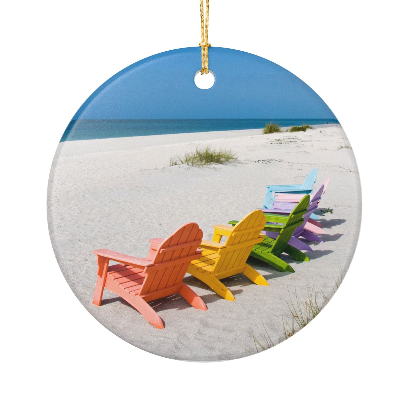 Beach Chairs Ceramic Ornament - Coastal Holiday Decoration