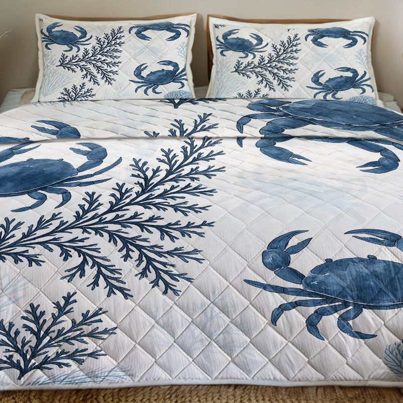 Sea Crab Wonders Quilted Coverlet - Lightweight, Breathable &amp; Super Soft