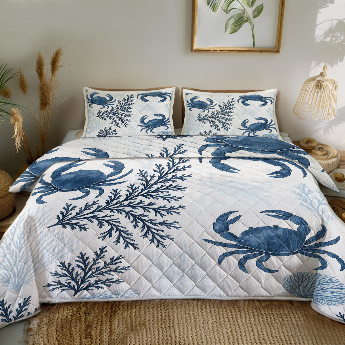 Sea Crab Wonders Quilted Coverlet - Lightweight, Breathable &amp; Super Soft